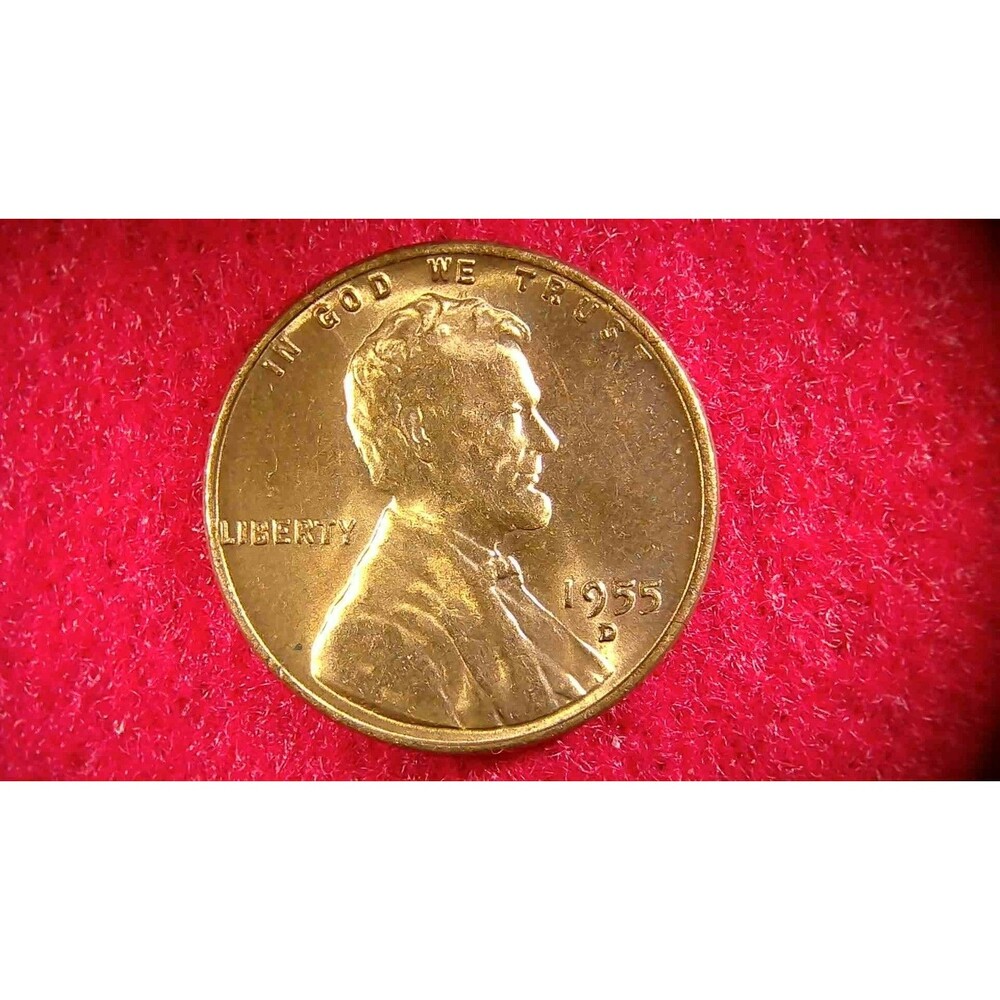 1955-D Lincoln Wheat Cent Penny BU Deep Red Lot# 287